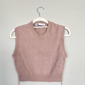 Zara Women's Beige Sleeveless Top